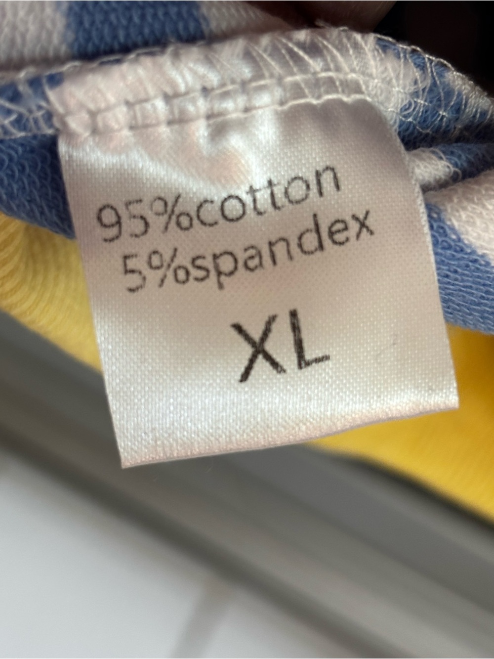 Striped Blue & White Women’s Crewneck Sweater with Yellow Trim XL - Picture 3 of 4